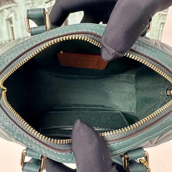 Coach CY744 Mini Rowan Crossbody Bag In Blocked Sig Leather IN Dark Turquoise - Picture 7 of 9